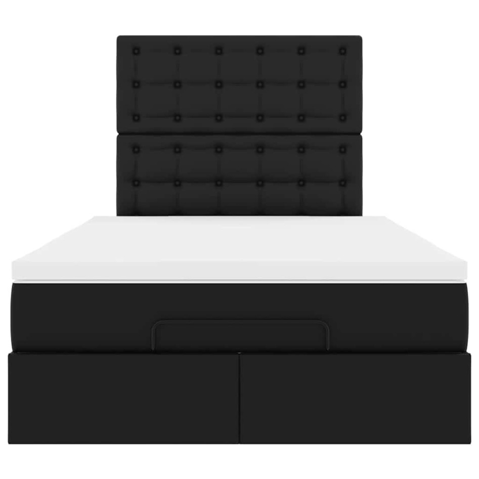 Estructura cama otomana colchón cuero sintético negro