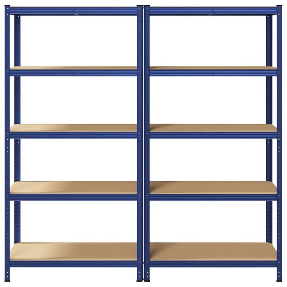 Estanterías de 5 baldas 2 uds madera contrachapada y acero