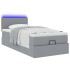 Cama otomana con colchón y LED tela gris claro 90x200
