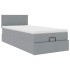 Cama otomana con colchón y LED tela gris claro 90x200