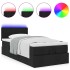 Cama otomana con colchón y luces LED tela negra