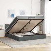Estructura cama otomana colchón tela gris oscuro 160x200 cm