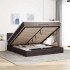 Estructura cama otomana colchón tela marrón oscuro 160x200
