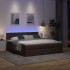 Estructura cama otomana colchón tela marrón oscuro 160x200
