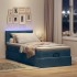 Cama otomana con colchón y LED terciopelo azul oscuro 80x200