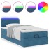 Cama otomana con colchón y LED terciopelo azul oscuro 80x200