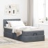 Estructura cama otomana colchón terciopelo gris