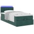 Cama otomana con colchón y LED terciopelo verde oscuro
