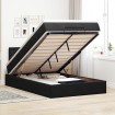 Estructura de cama otomana colchón terciopelo negro 120x200cm