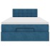 Estructura de cama otomana colchón terciopelo azul
