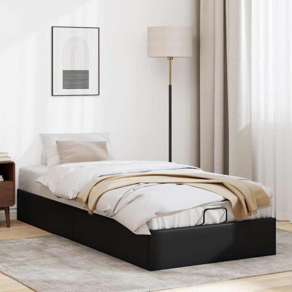 Estructura de cama otomana sin colchón negro 100x200