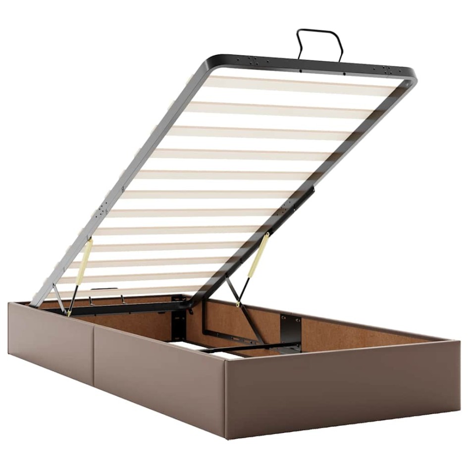 Estructura de cama otomana sin colchón marrón