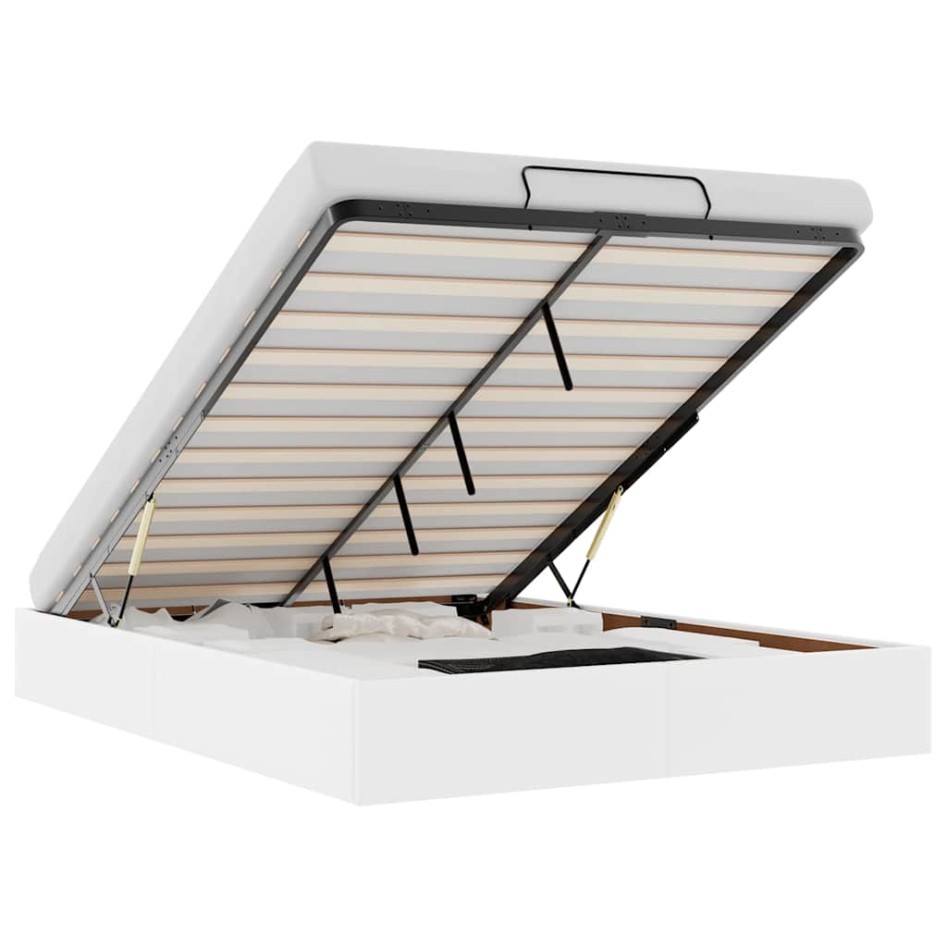Estructura de cama otomana sin colchón blanco