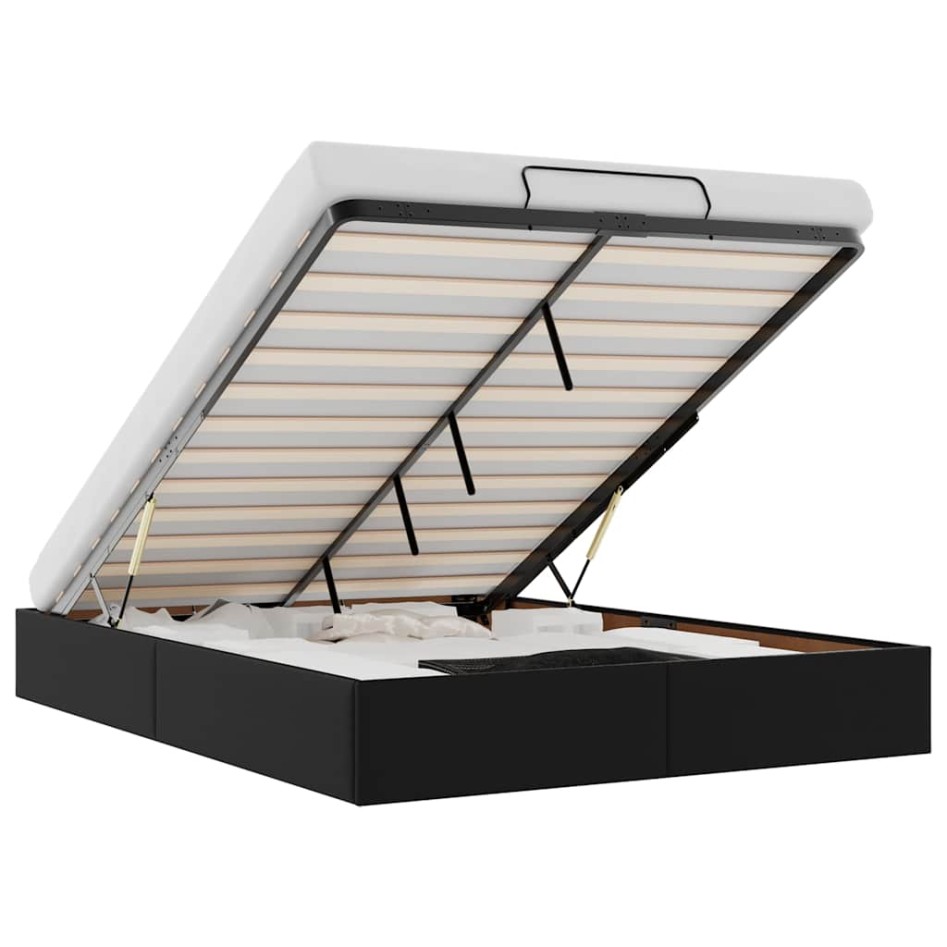 Estructura de cama otomana sin colchón negro 140x190