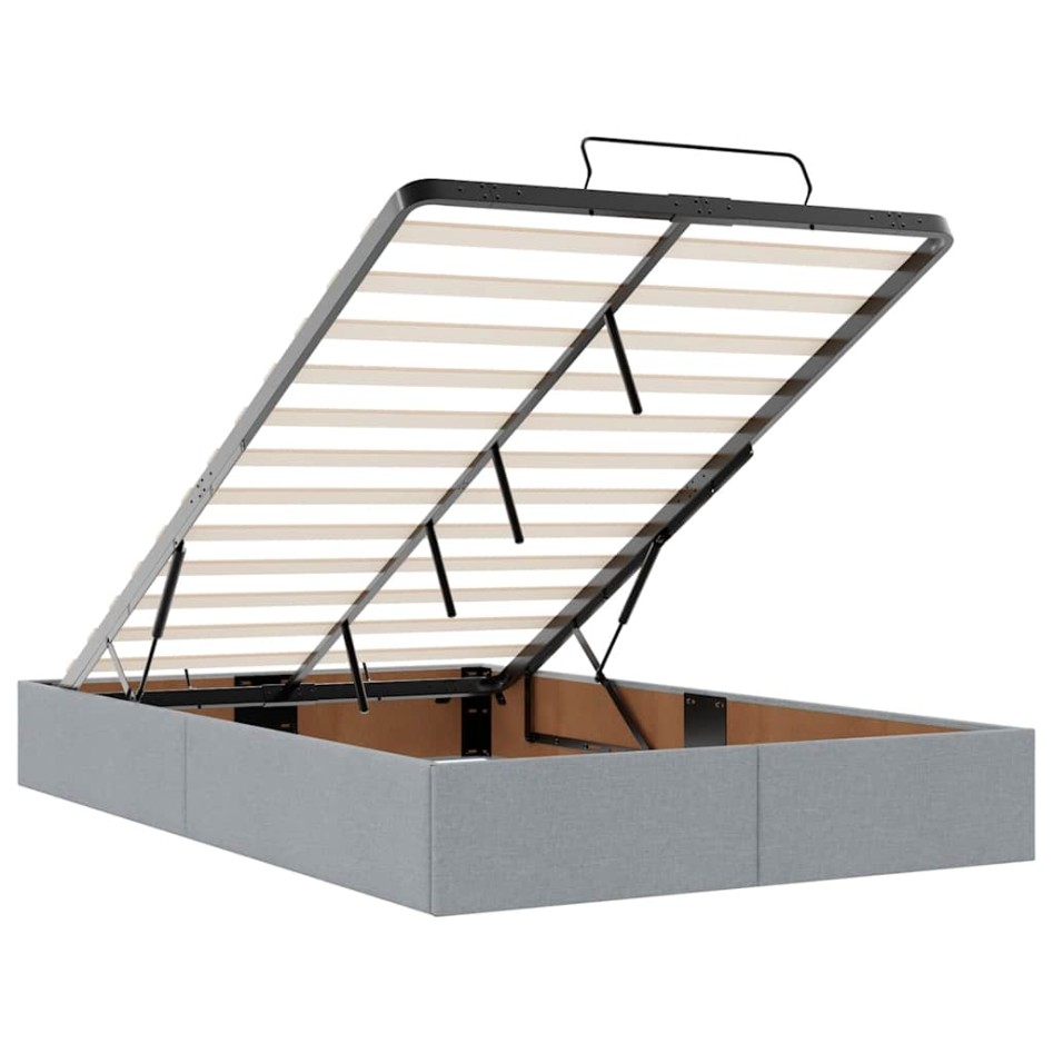 Estructura de cama otomana sin colchón tela gris