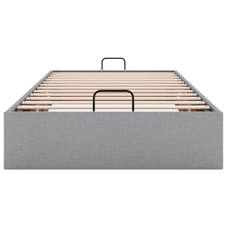 Estructura cama otomana sin colchón tela gris claro