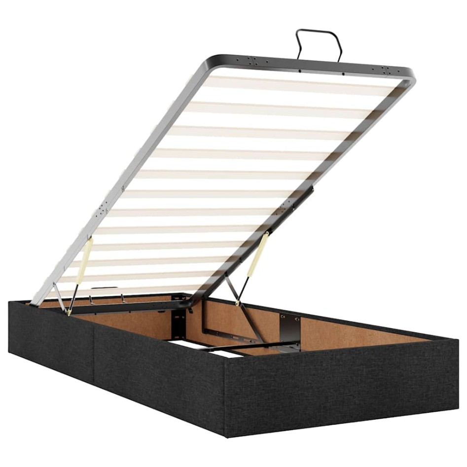 Estructura de cama otomana sin colchón tela negro