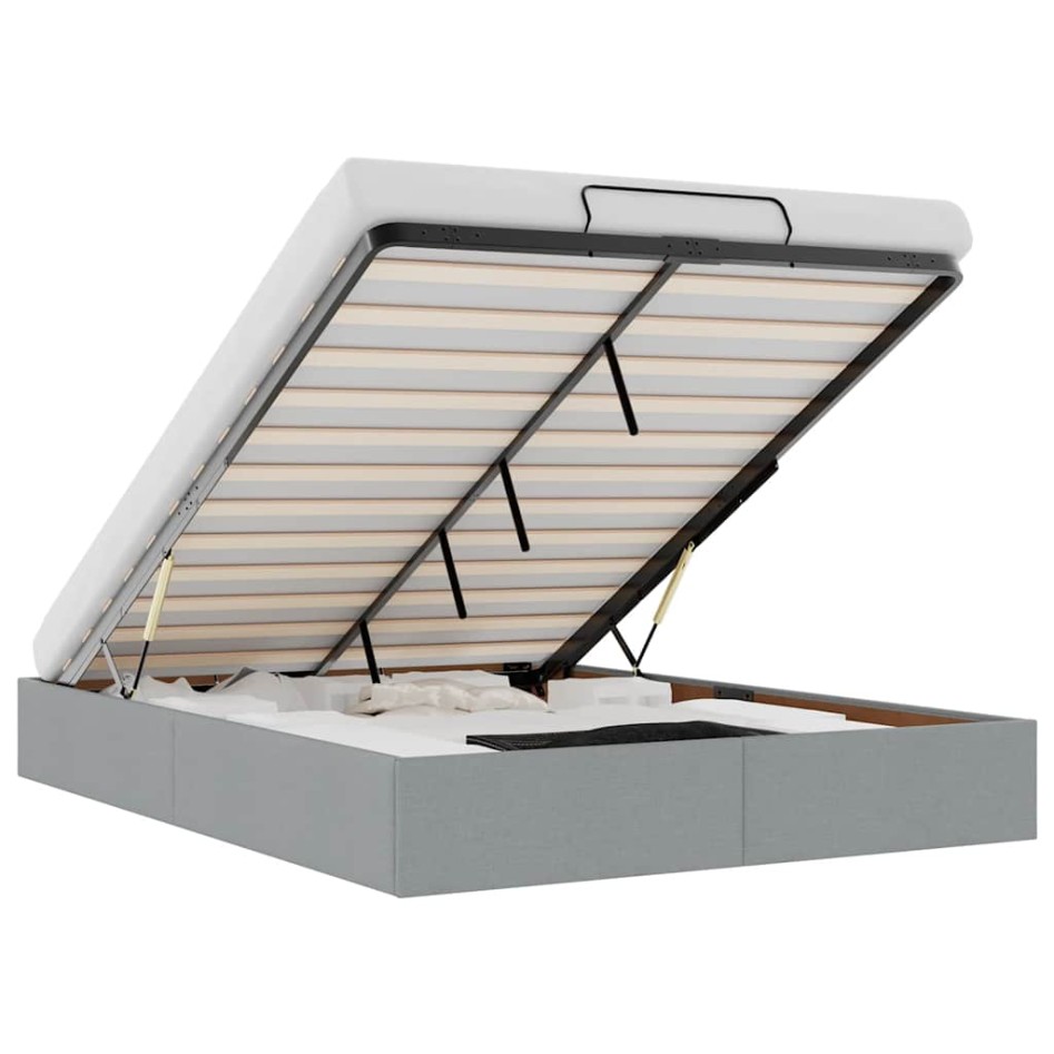 Estructura cama otomana sin colchón tela gris claro 140x190