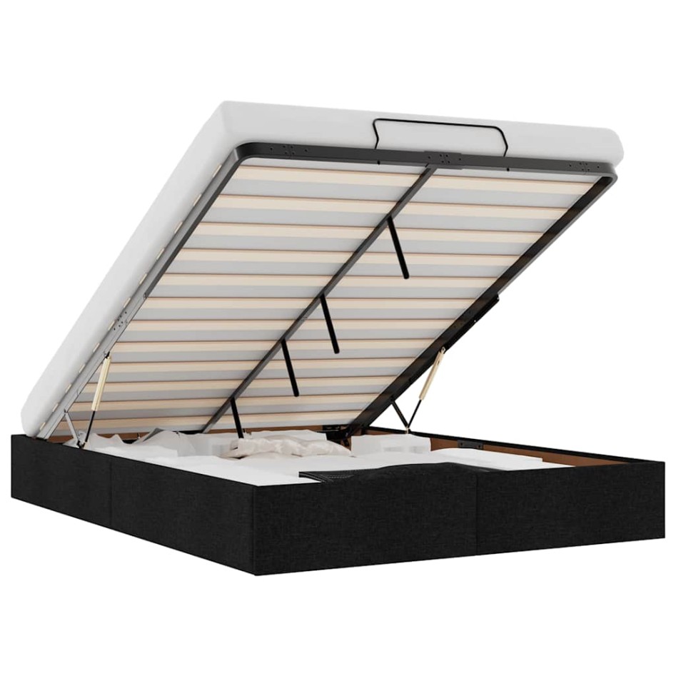 Estructura cama otomana sin colchón tela negra 140x190