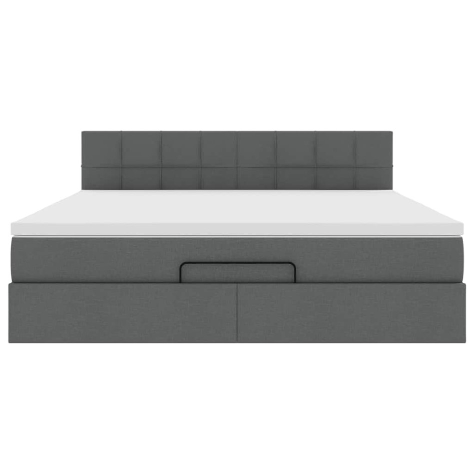 Estructura cama otomana colchón tela gris oscuro 160x200