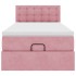 Estructura cama otomana con colchón terciopelo rosa