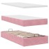 Estructura cama otomana con colchón terciopelo rosa