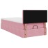 Estructura cama otomana con colchón terciopelo rosa