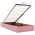 Estructura cama otomana con colchón terciopelo rosa