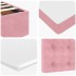 Estructura cama otomana con colchón terciopelo rosa