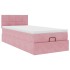 Estructura cama otomana colchón terciopelo rosa
