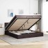 Estructura cama otomana colchón tela marrón oscuro 160x200