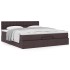 Estructura cama otomana colchón tela marrón oscuro 160x200