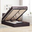 Cama otomana con colchón marrón oscuro 120x200 cm tela