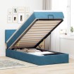 Estructura de cama otomana colchón terciopelo azul oscuro