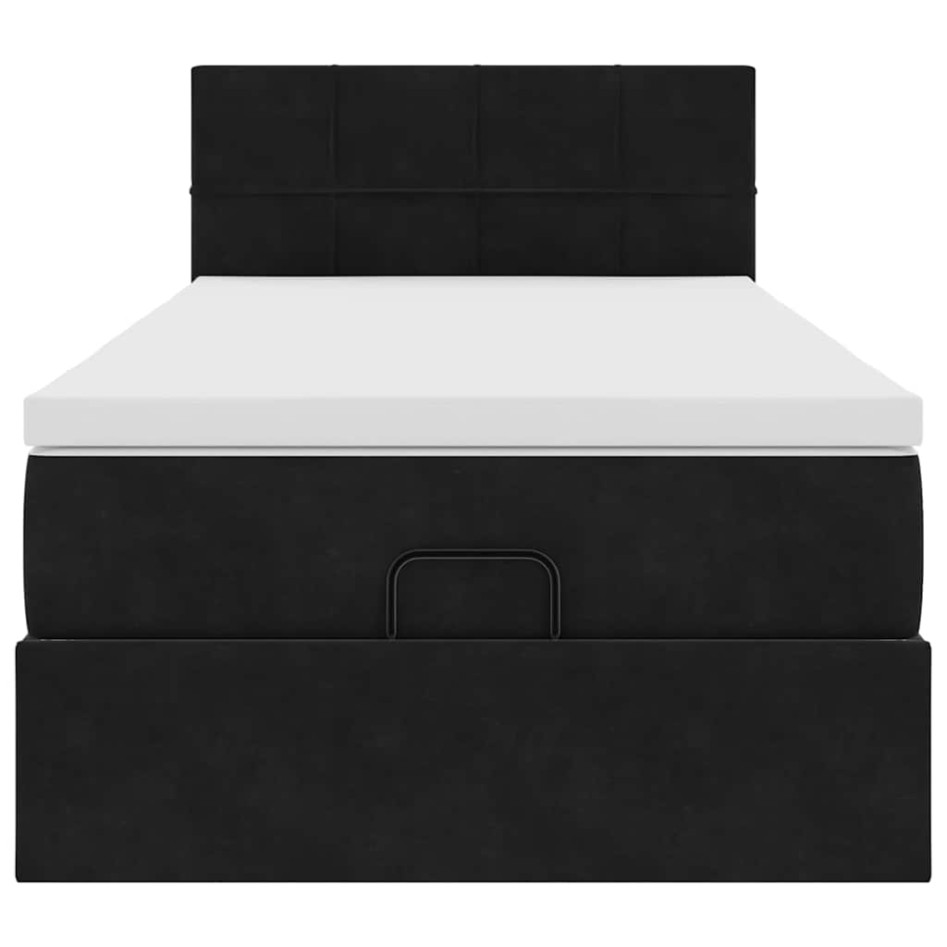 Estructura cama otomana colchón terciopelo negro 90x200