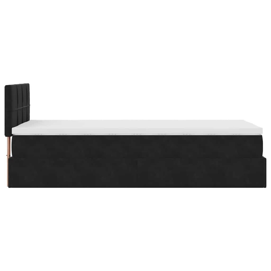 Estructura cama otomana colchón terciopelo negro 90x200