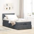 Estructura cama otomana colchón terciopelo gris