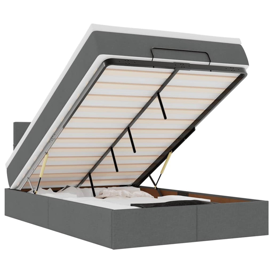 Cama otomana con colchón gris oscuro 120x200 cm