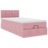 Estructura cama otomana colchón terciopelo rosa