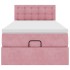 Estructura cama otomana colchón terciopelo rosa
