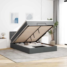 Cama otomana con colchón gris oscuro 140x200 cm