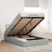 Estructura cama otomana colchón terciopelo gris claro 120x200cm