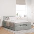 Estructura cama otomana colchón terciopelo gris claro
