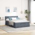 Estructura cama otomana colchón terciopelo gris