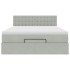 Estructura cama otomana colchón terciopelo gris claro