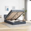 Estructura cama otomana colchón terciopelo gris oscuro