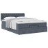Estructura cama otomana colchón terciopelo gris