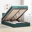 Estructura cama otomana colchón terciopelo verde oscuro