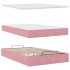 Estructura de cama otomana colchón terciopelo rosa