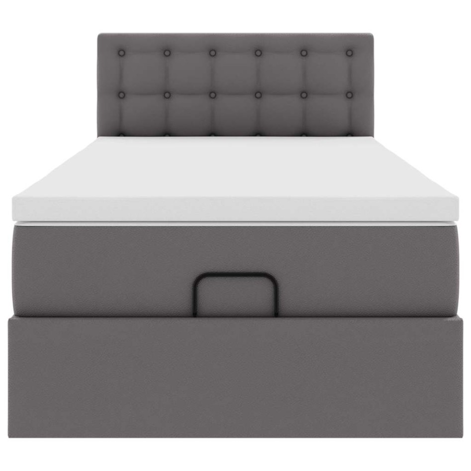 Estructura cama otomana colchón cuero sintético gris